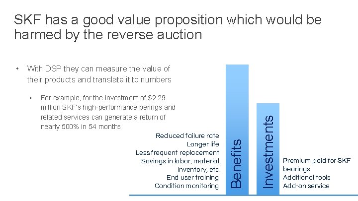 SKF has a good value proposition which would be harmed by the reverse auction