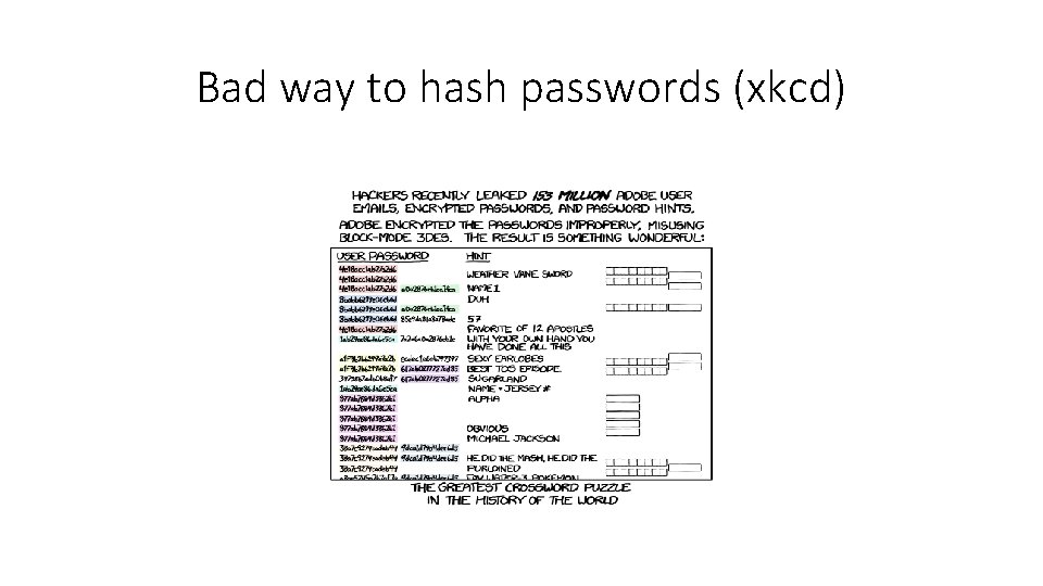 Bad way to hash passwords (xkcd) 