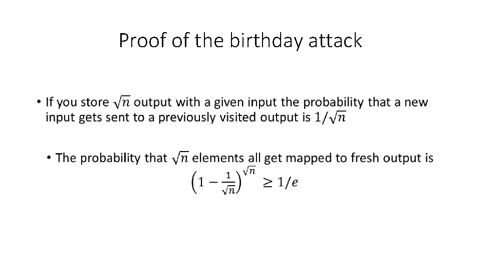 Proof of the birthday attack • 