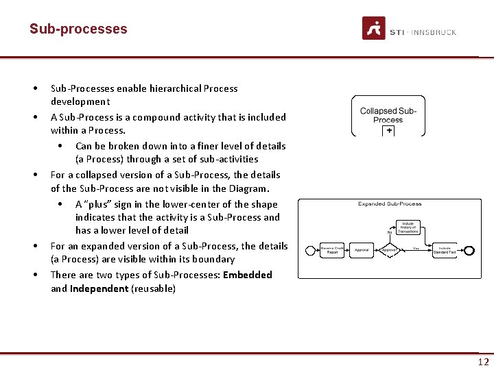 Sub-processes • • • Sub-Processes enable hierarchical Process development A Sub-Process is a compound