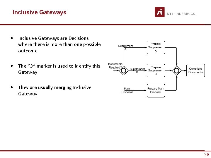 Inclusive Gateways • Inclusive Gateways are Decisions where there is more than one possible