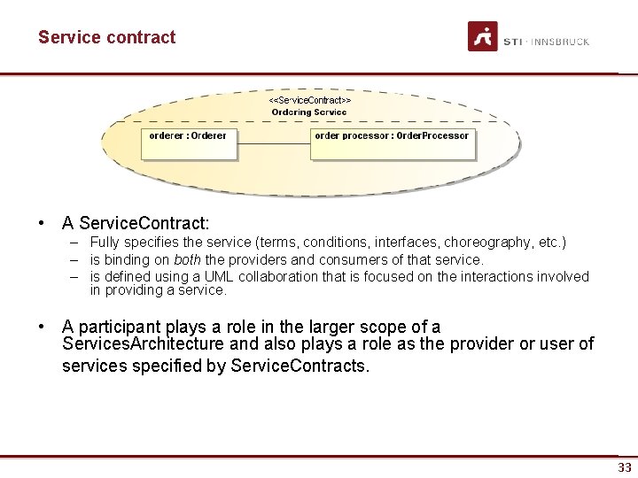 Service contract • A Service. Contract: – Fully specifies the service (terms, conditions, interfaces,