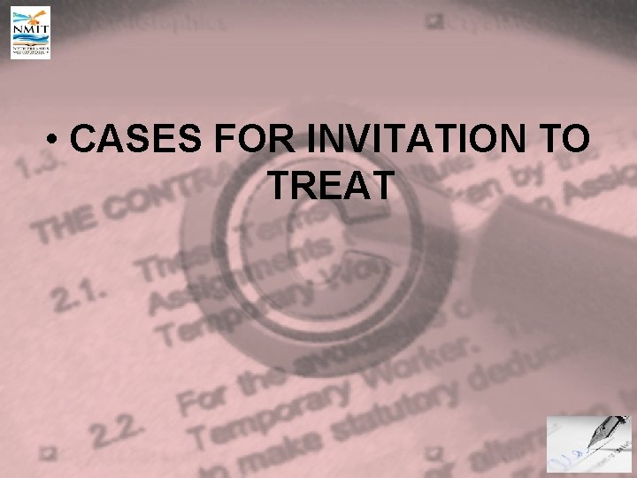  • CASES FOR INVITATION TO TREAT 