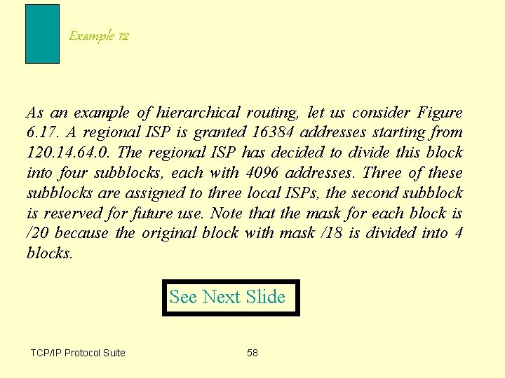 Example 12 As an example of hierarchical routing, let us consider Figure 6. 17.