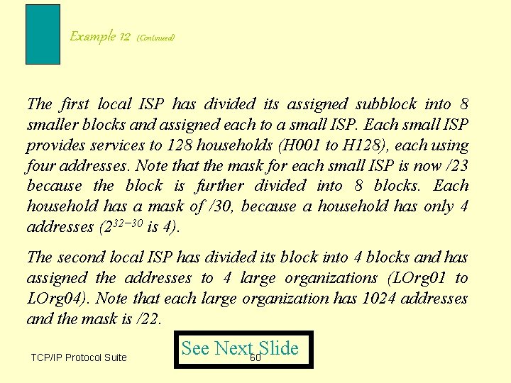 Example 12 (Continued) The first local ISP has divided its assigned subblock into 8
