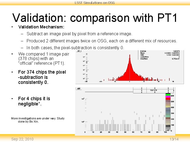 LSST Simulations on OSG Validation: comparison with PT 1 • Validation Mechanism: – Subtract