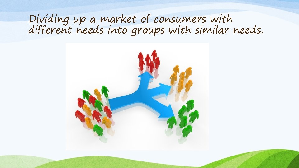 Dividing up a market of consumers with different needs into groups with similar needs.