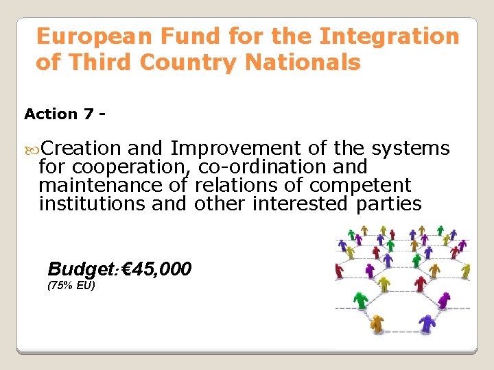 European Fund for the Integration of Third Country Nationals Action 7 - Creation and