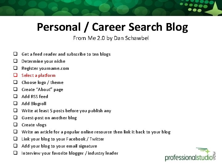 Personal / Career Search Blog From Me 2. 0 by Dan Schawbel q q