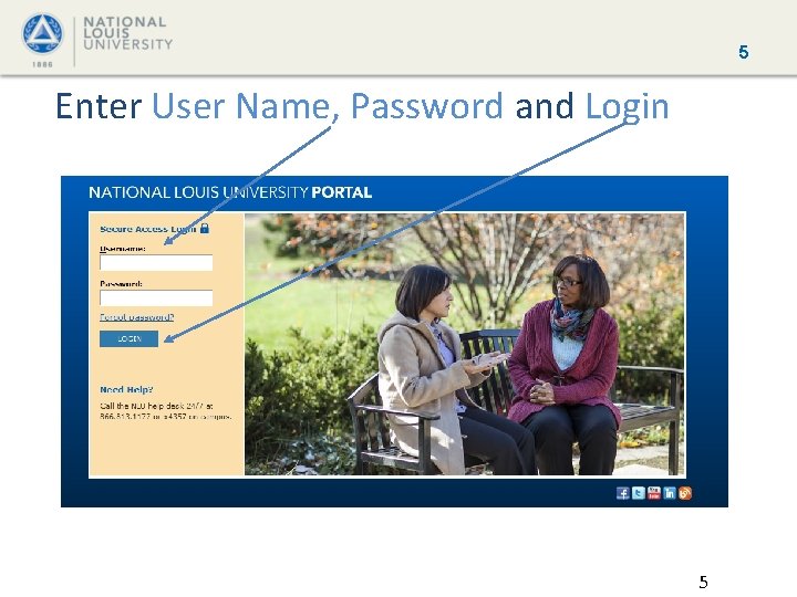 5 Enter User Name, Password and Login 5 