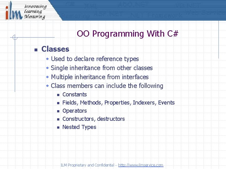 OO Programming With C# n Classes w w Used to declare reference types Single