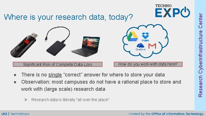 Significant Risk of Complete Data Loss How do you work with data here? ●
