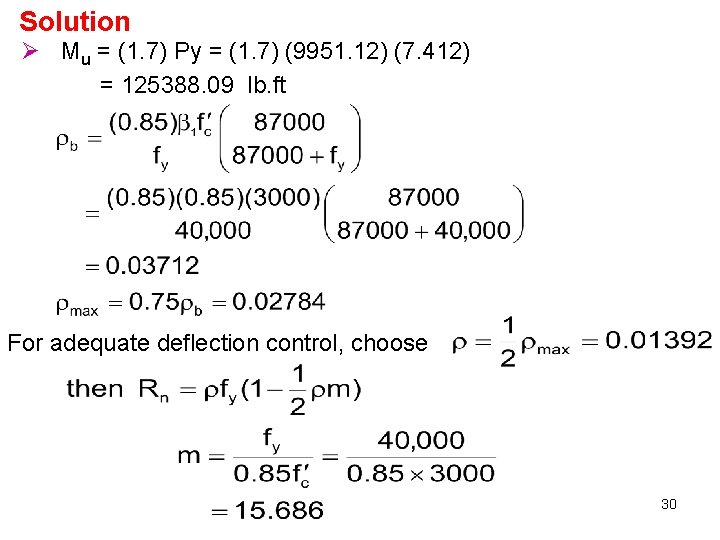 Solution Ø Mu = (1. 7) Py = (1. 7) (9951. 12) (7. 412)