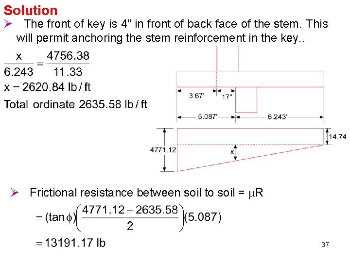 Solution Ø The front of key is 4” in front of back face of