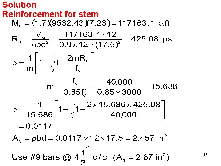 Solution Reinforcement for stem 45 