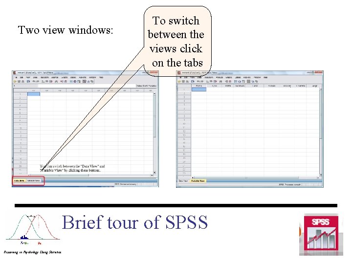 Two view windows: To switch between the views click on the tabs Brief tour