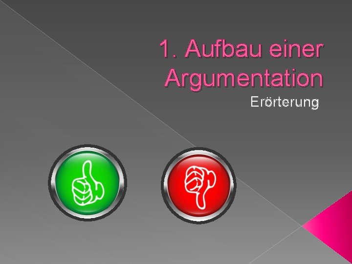 1. Aufbau einer Argumentation Erörterung 