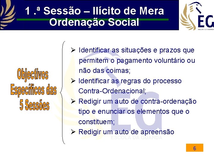 1. ª Sessão – Ilícito de Mera Ordenação Social Ø Identificar as situações e