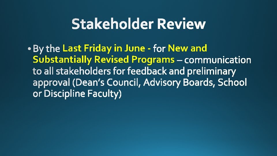 Last Friday in June New and Substantially Revised Programs 