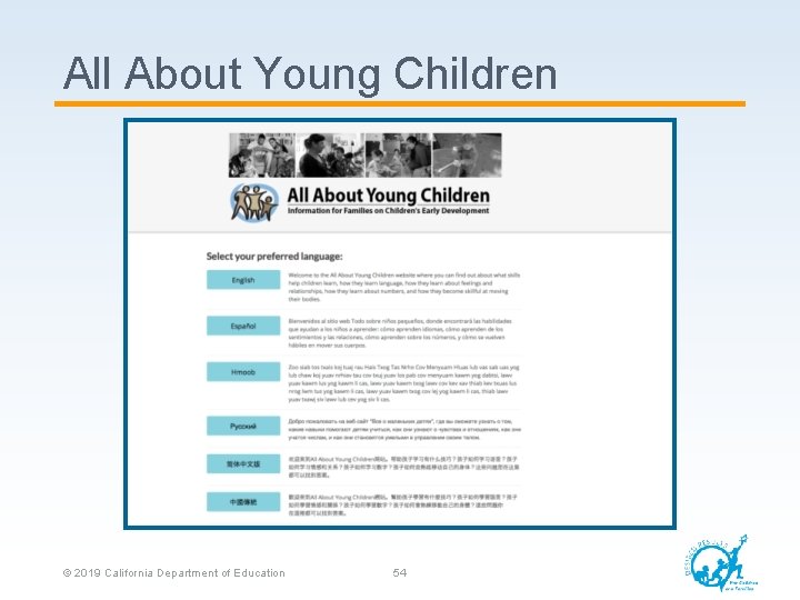 All About Young Children © 2019 California Department of Education 54 