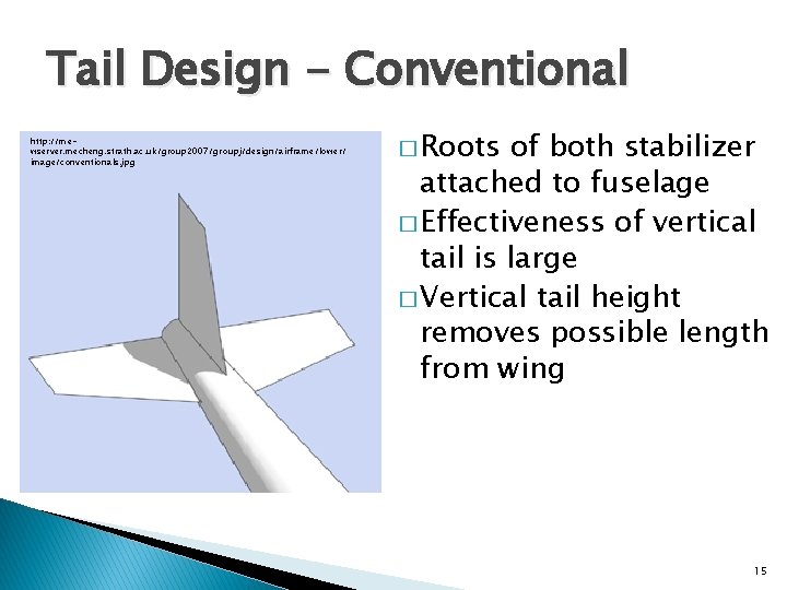 Tail Design - Conventional http: //mewserver. mecheng. strath. ac. uk/group 2007/groupj/design/airframe/lower/ image/conventionals. jpg �
