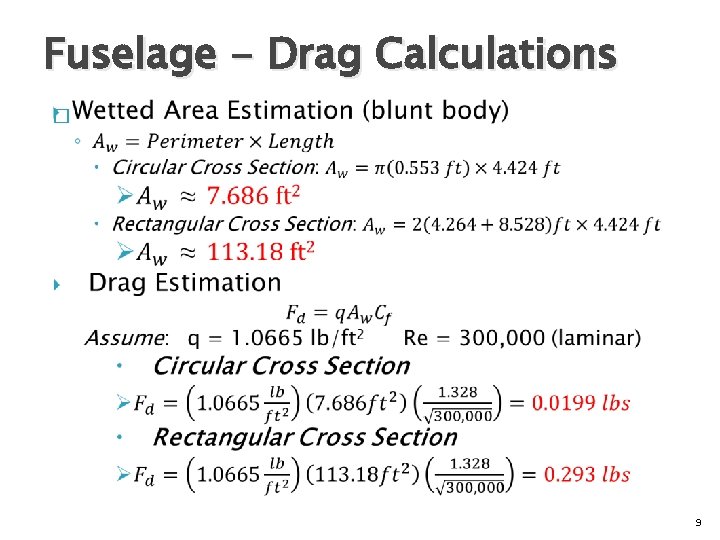 Fuselage - Drag Calculations � 9 
