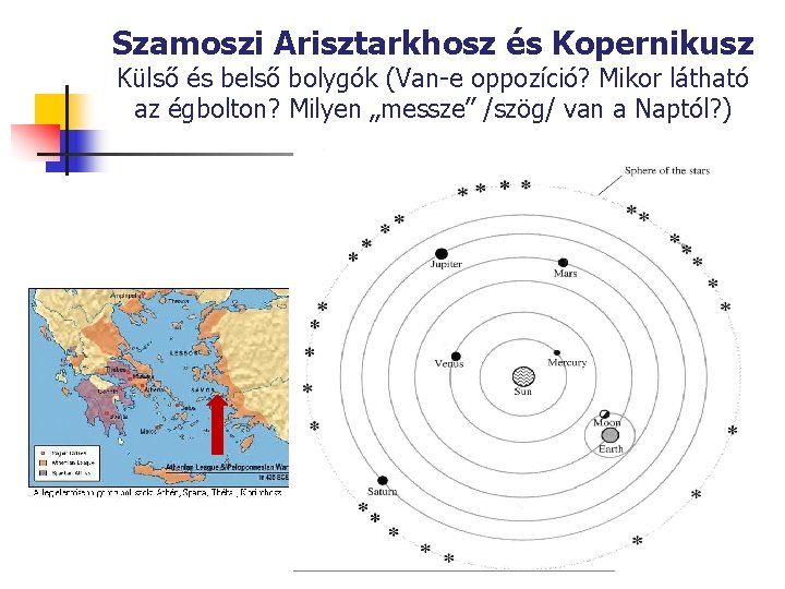 Szamoszi Arisztarkhosz és Kopernikusz Külső és belső bolygók (Van-e oppozíció? Mikor látható az égbolton?