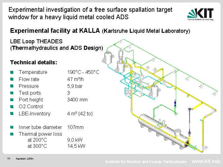 Experimental investigation of a free surface spallation target window for a heavy liquid metal