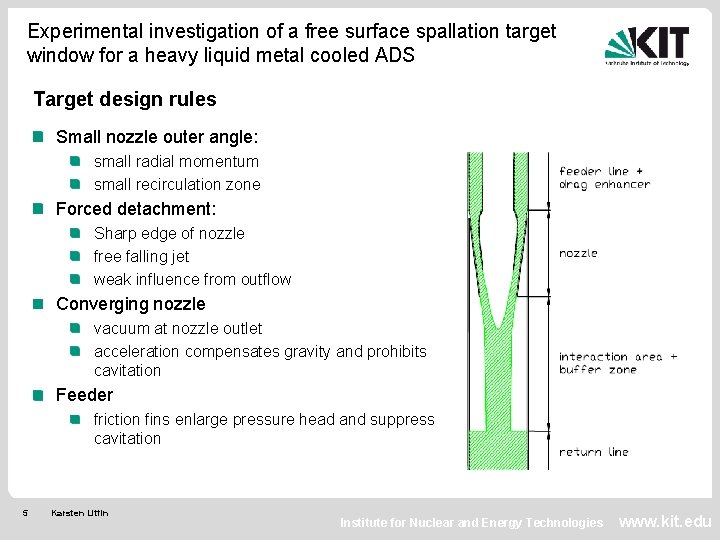 Experimental investigation of a free surface spallation target window for a heavy liquid metal