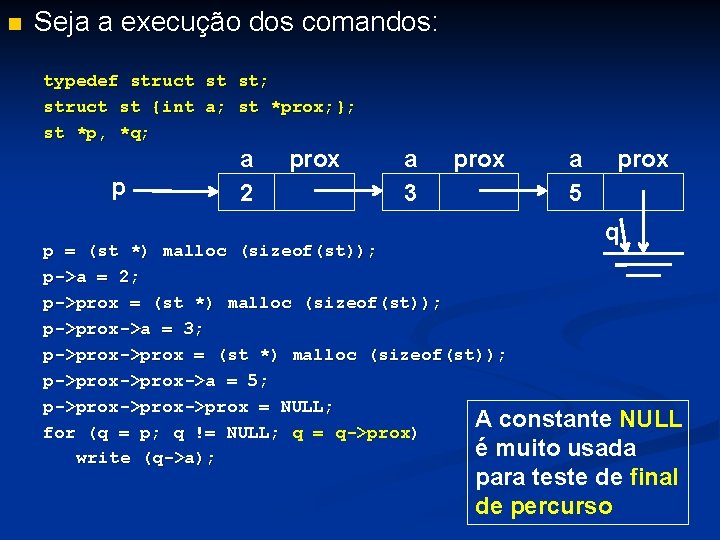 n Seja a execução dos comandos: typedef struct st st; struct st {int a;