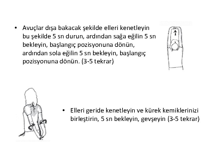  • Avuçlar dışa bakacak şekilde elleri kenetleyin bu şekilde 5 sn durun, ardından