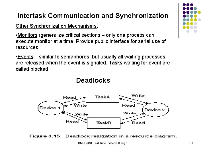 Intertask Communication and Synchronization Other Synchronization Mechanisms: • Monitors (generalize critical sections – only