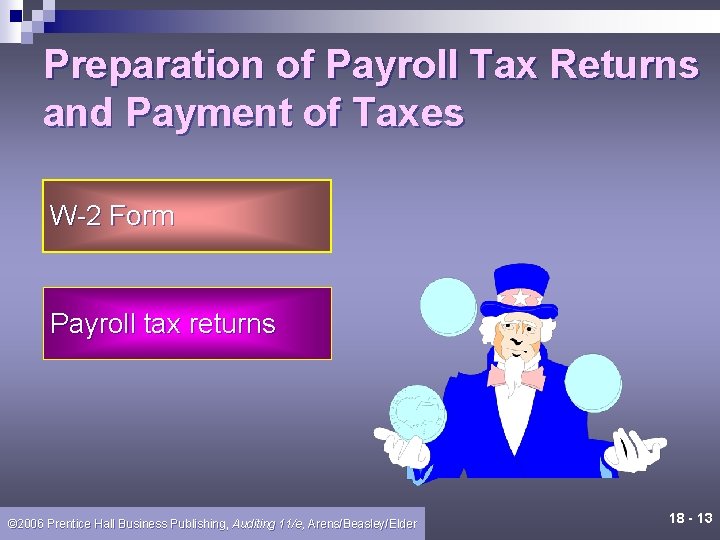 Preparation of Payroll Tax Returns and Payment of Taxes W-2 Form Payroll tax returns