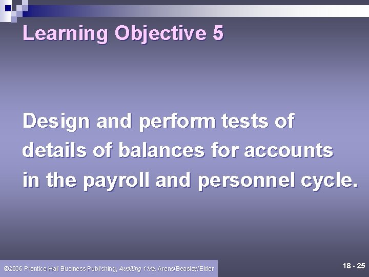 Learning Objective 5 Design and perform tests of details of balances for accounts in