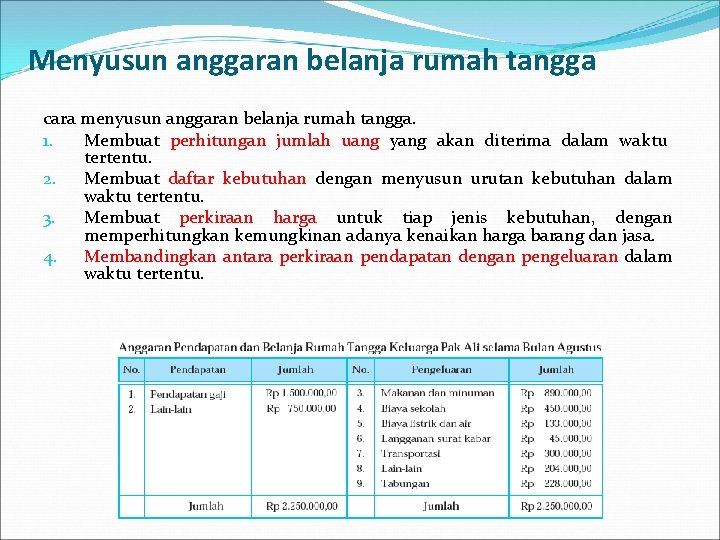 Menyusun anggaran belanja rumah tangga cara menyusun anggaran belanja rumah tangga. 1. Membuat perhitungan