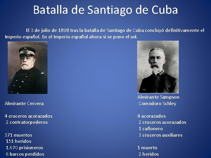 Batalla de Santiago de Cuba El 3 de julio de 1898 tras la batalla