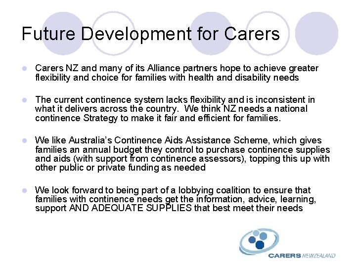 Future Development for Carers l Carers NZ and many of its Alliance partners hope