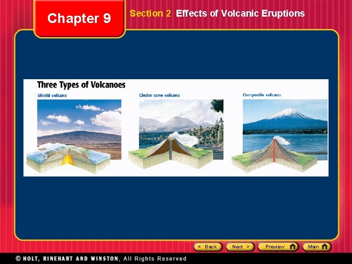 Chapter 9 Section 2 Effects of Volcanic Eruptions < Back Next > Preview Main