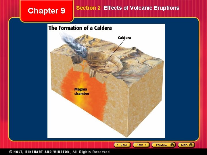 Chapter 9 Section 2 Effects of Volcanic Eruptions < Back Next > Preview Main