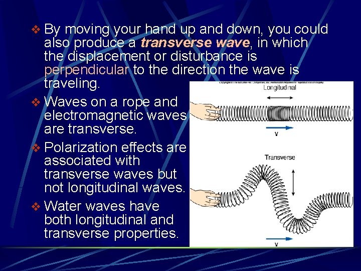 v By moving your hand up and down, you could also produce a transverse