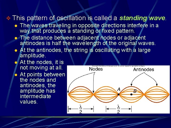 v This pattern of oscillation is called a standing wave. l The waves traveling