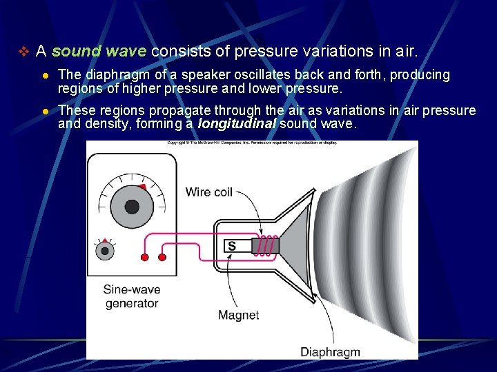 v A sound wave consists of pressure variations in air. l The diaphragm of