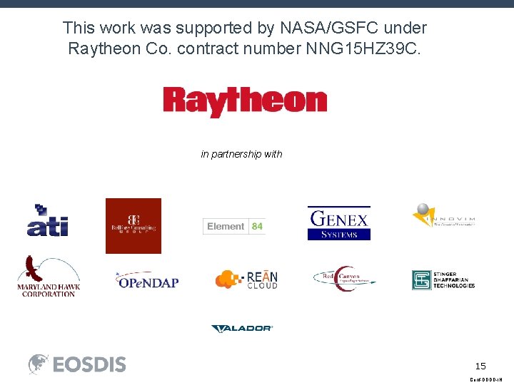 This work was supported by NASA/GSFC under Raytheon Co. contract number NNG 15 HZ