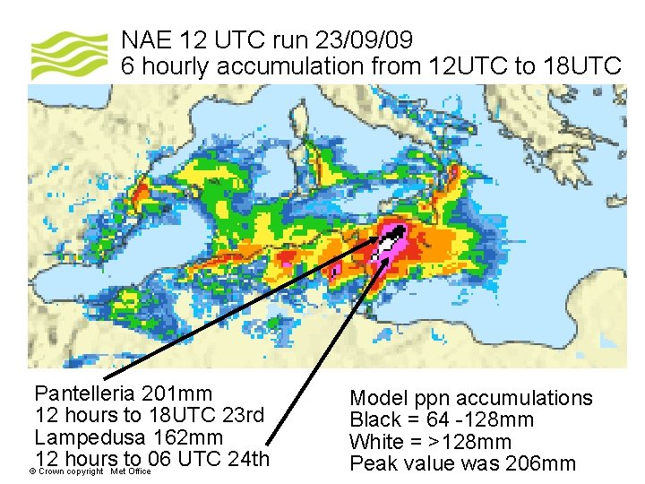 NAE 12 UTC run 23/09/09 6 hourly accumulation from 12 UTC to 18 UTC