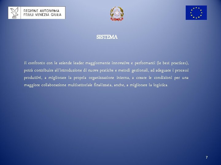 SISTEMA Il confronto con le aziende leader maggiormente innovative e performanti (le best practices),