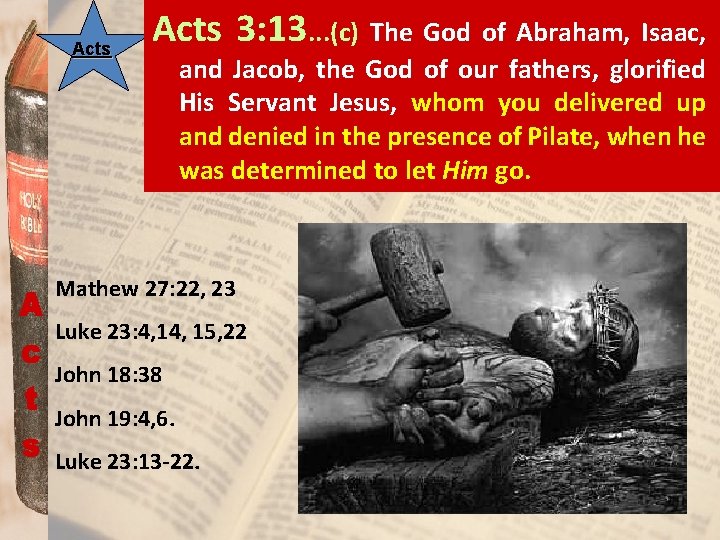 Acts 3: 13. . . (c) The God of Abraham, Isaac, and Jacob, the