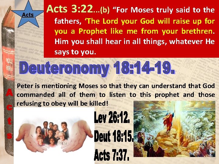 Acts 3: 22. . . (b) “For Moses truly said to the fathers, ‘The