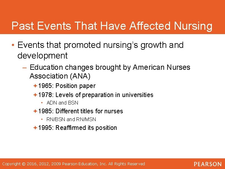 Past Events That Have Affected Nursing • Events that promoted nursing’s growth and development