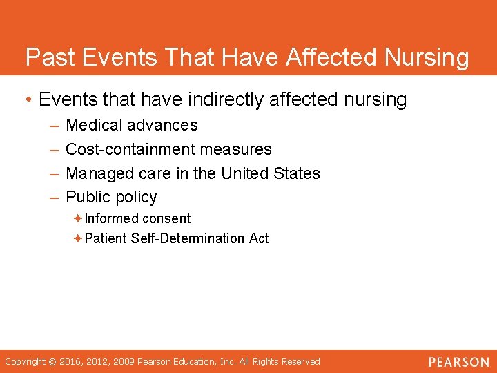 Past Events That Have Affected Nursing • Events that have indirectly affected nursing –
