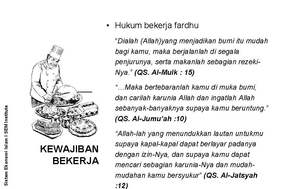 • Hukum bekerja fardhu Sistem Ekonomi Islam l SEM Institute “Dialah (Allah)yang menjadikan